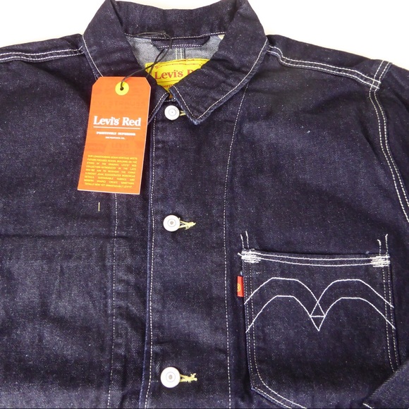 Levi’s Engineered Coat Cotton Hemp Denim Jacket Red Positively Superior NWT - Picture 2 of 14